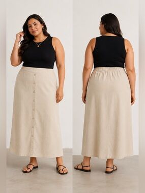 Ava & Viv Women’s Maxi Skirt Tan Color Size XXL